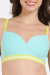 Zivame Sporty Twist Padded Non Wired 3/4Th Coverage T-Shirt Bra - Aqua Sky — thumbnail 4